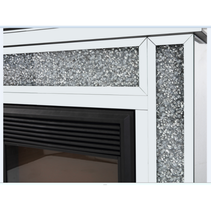 10 inches wide X 10 inches deep X 32 inches high English inch acrylic diamond mirror wall furnace frame with two side pillars, independent fireplace frame with built-in filling material: acrylic high