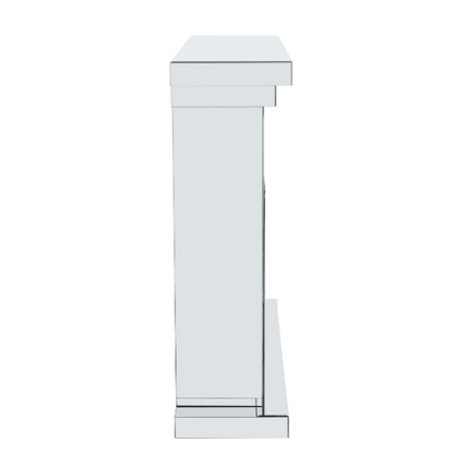 10 inches wide X 10 inches deep X 32 inches high English inch acrylic diamond mirror wall furnace frame with two side pillars, independent fireplace frame with built-in filling material: acrylic high