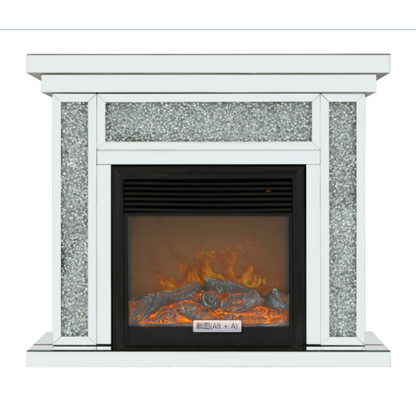 10 inches wide X 10 inches deep X 32 inches high English inch acrylic diamond mirror wall furnace frame with two side pillars, independent fireplace frame with built-in filling material: acrylic high