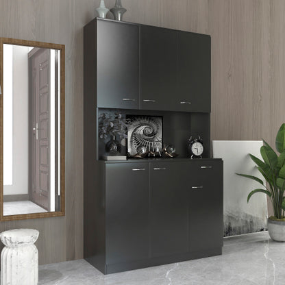 70.87 Inch Tall Black Multi-door Combined Storage Wardrobe Cabinet