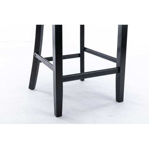 Set of 2 Gray Velvet Bar Stools, Mid-Century Solid Wood Bar Chairs with Chrome Nailhead