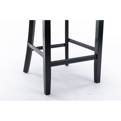 Set of 2 Gray Velvet Bar Stools, Mid-Century Solid Wood Bar Chairs with Chrome Nailhead