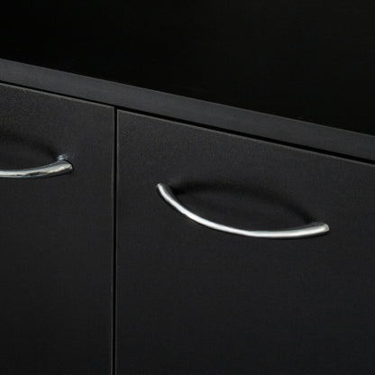 70.87 Inch Tall Black Multi-door Combined Storage Wardrobe Cabinet