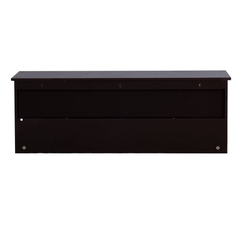 Espresso Entryway Wall Mounted Coat Rack with 4 Dual Hooks Living Room Wooden Storage Shelf