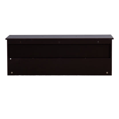 Espresso Entryway Wall Mounted Coat Rack with 4 Dual Hooks Living Room Wooden Storage Shelf