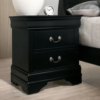 Black Solid Wood Nightstand with Dovetail Construction