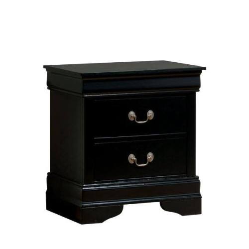 Black Solid Wood Nightstand with Dovetail Construction