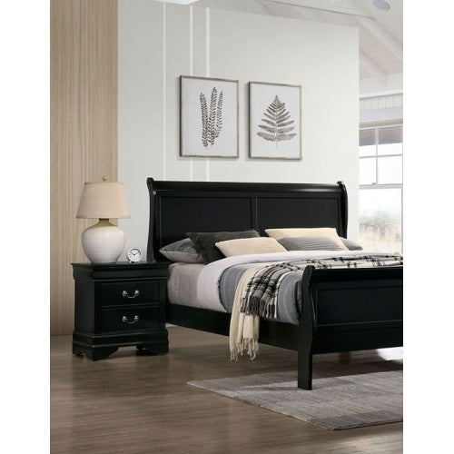 Black Solid Wood Nightstand with Dovetail Construction