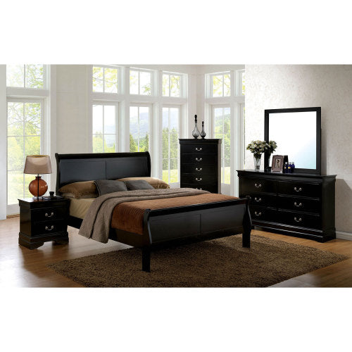Black Solid Wood Nightstand with Dovetail Construction