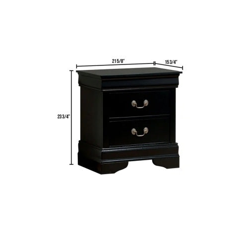 Black Solid Wood Nightstand with Dovetail Construction