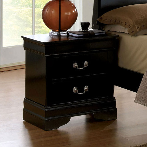 Black Solid Wood Nightstand with Dovetail Construction