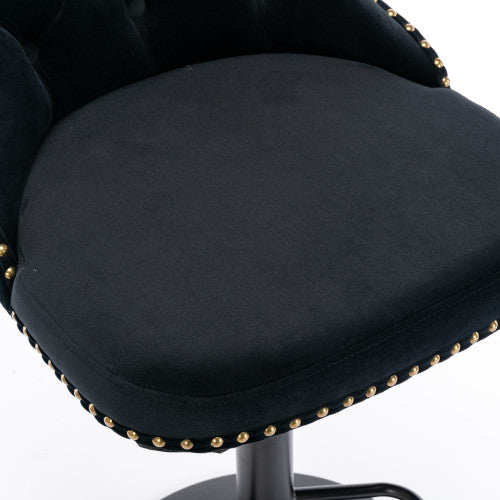 Furniture,Swivel Velvet Barstools Adjusatble Seat Height from 25-33 Inch,17.7 inch base, Modern Upholstered Bar Stools with Backs Comfortable Tufted for Home Pub and Kitchen Island,Black,Set of 2