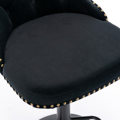 Furniture,Swivel Velvet Barstools Adjusatble Seat Height from 25-33 Inch,17.7 inch base, Modern Upholstered Bar Stools with Backs Comfortable Tufted for Home Pub and Kitchen Island,Black,Set of 2