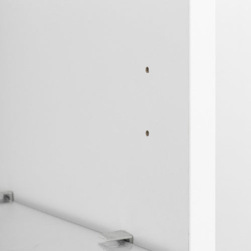 White Tall Side Cabinet with Blue LED Strip Lights 40 Inch High Storage Lamp Furniture