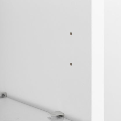 White Tall Side Cabinet with Blue LED Strip Lights 40 Inch High Storage Lamp Furniture