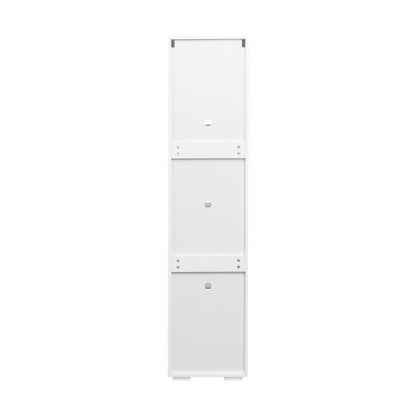 White Tall Side Cabinet with Blue LED Strip Lights 40 Inch High Storage Lamp Furniture