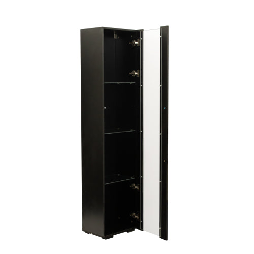 Black Tall Side Cabinet with Blue LED Strip Lights 40 Inch High Storage Lamp Furniture