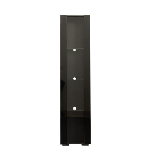 Black Tall Side Cabinet with Blue LED Strip Lights 40 Inch High Storage Lamp Furniture
