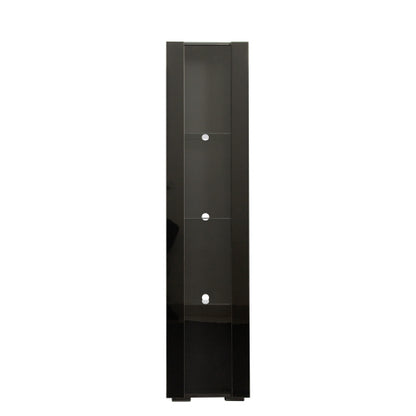 Black Tall Side Cabinet with Blue LED Strip Lights 40 Inch High Storage Lamp Furniture