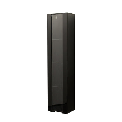 Black Tall Side Cabinet with Blue LED Strip Lights 40 Inch High Storage Lamp Furniture
