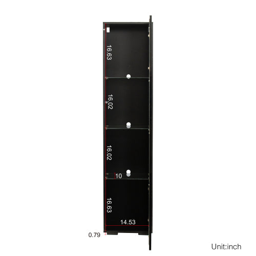 Black Tall Side Cabinet with Blue LED Strip Lights 40 Inch High Storage Lamp Furniture