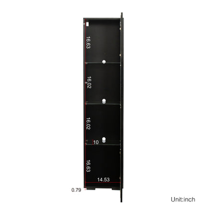 Black Tall Side Cabinet with Blue LED Strip Lights 40 Inch High Storage Lamp Furniture