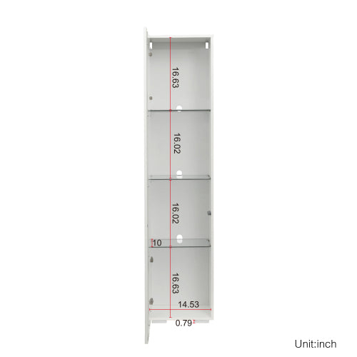White Tall Side Cabinet with Blue LED Strip Lights 40 Inch High Storage Lamp Furniture