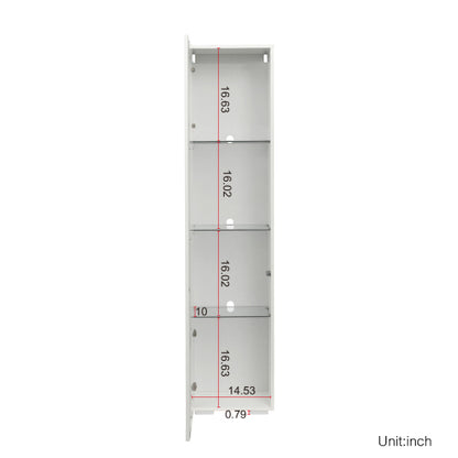 White Tall Side Cabinet with Blue LED Strip Lights 40 Inch High Storage Lamp Furniture