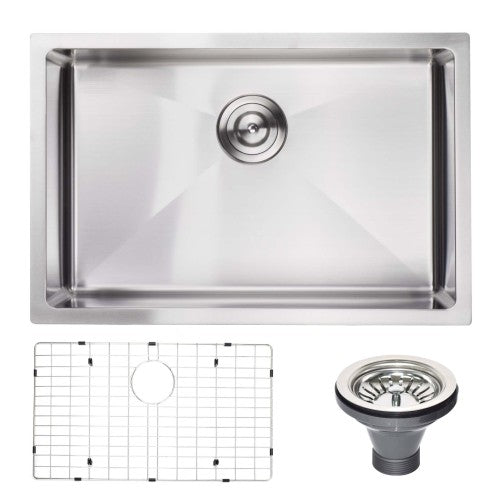27" L X 18" W Undermount Kitchen Sink With Sink Grid