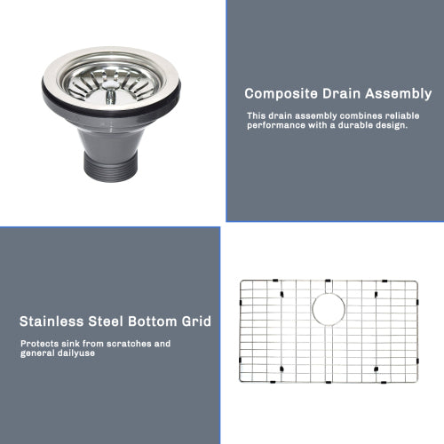 27" L X 18" W Undermount Kitchen Sink With Sink Grid