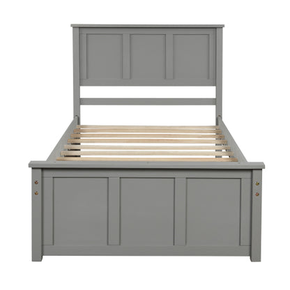 Platform Storage Bed, 2 drawers with wheels, Twin Size Frame, Gray