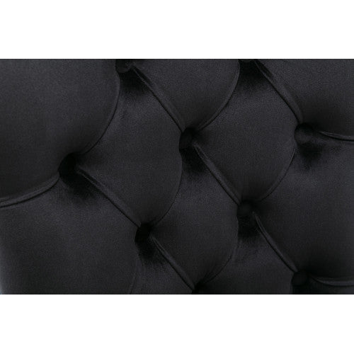 Single Black Tufted Velvet Dining Chair, Solid Wood Frame & Wood Legs, Nailhead Trim, 280lbs Capacity