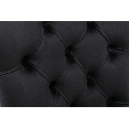 Single Black Tufted Velvet Dining Chair, Solid Wood Frame & Wood Legs, Nailhead Trim, 280lbs Capacity