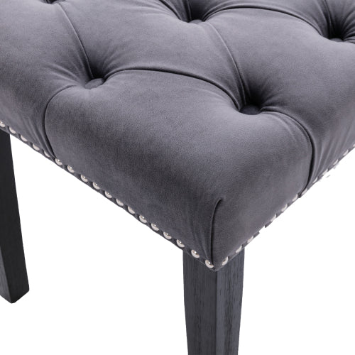 Upholstered Tufted Bench Ottoman , Velvet Dining Bench Bedroom Bench  Footrest Stool Accent Bench for Entryway Dining Room Living Room, Dark gray