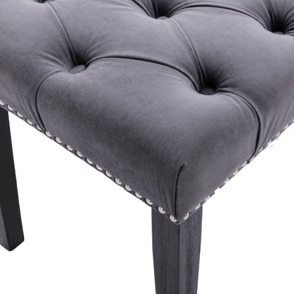 Upholstered Tufted Bench Ottoman , Velvet Dining Bench Bedroom Bench  Footrest Stool Accent Bench for Entryway Dining Room Living Room, Dark gray