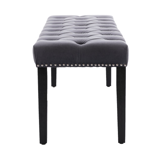 Upholstered Tufted Bench Ottoman , Velvet Dining Bench Bedroom Bench  Footrest Stool Accent Bench for Entryway Dining Room Living Room, Dark gray