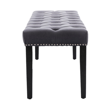 Upholstered Tufted Bench Ottoman , Velvet Dining Bench Bedroom Bench  Footrest Stool Accent Bench for Entryway Dining Room Living Room, Dark gray