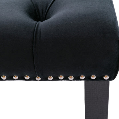 Upholstered Tufted Bench Ottoman , Velvet Dining Bench Bedroom Bench  Footrest Stool Accent Bench for Entryway Dining Room Living Room, Black