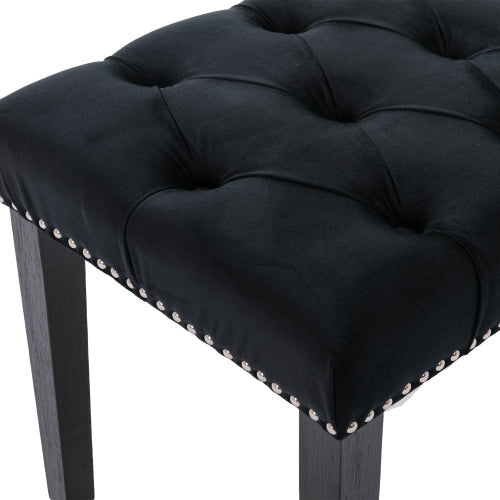 Upholstered Tufted Bench Ottoman , Velvet Dining Bench Bedroom Bench  Footrest Stool Accent Bench for Entryway Dining Room Living Room, Black