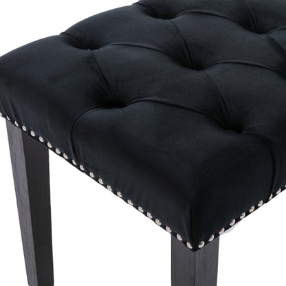 Upholstered Tufted Bench Ottoman , Velvet Dining Bench Bedroom Bench  Footrest Stool Accent Bench for Entryway Dining Room Living Room, Black