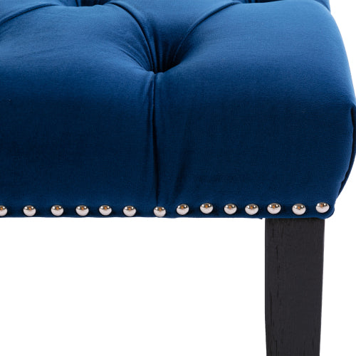 Upholstered Tufted Bench Ottoman , Velvet Dining Bench Bedroom Bench  Footrest Stool Accent Bench for Entryway Dining Room Living Room, Blue