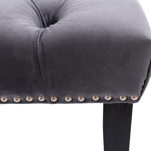 Upholstered Tufted Bench Ottoman , Velvet Dining Bench Bedroom Bench  Footrest Stool Accent Bench for Entryway Dining Room Living Room, Dark gray