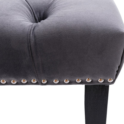 Upholstered Tufted Bench Ottoman , Velvet Dining Bench Bedroom Bench  Footrest Stool Accent Bench for Entryway Dining Room Living Room, Dark gray