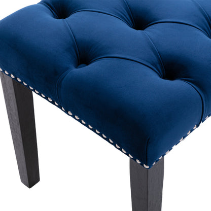 Upholstered Tufted Bench Ottoman , Velvet Dining Bench Bedroom Bench  Footrest Stool Accent Bench for Entryway Dining Room Living Room, Blue