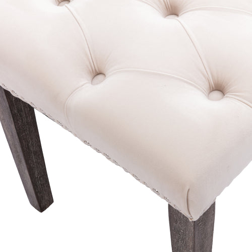 Upholstered Tufted Bench Ottoman , Velvet Dining Bench Bedroom Bench  Footrest Stool Accent Bench for Entryway Dining Room Living Room, Beige