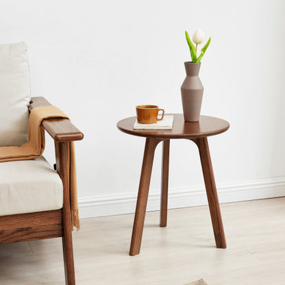 Round Solid Oak Wood End Table Side Table Nightstand Living Room Bedroom