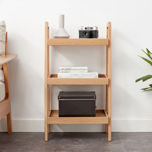 3 Tier Solid Wood Entryway Storage Bench Multifunctional A-shaped Ladder Shelf Rack