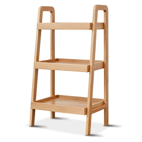 3 Tier Solid Wood Entryway Storage Bench Multifunctional A-shaped Ladder Shelf Rack