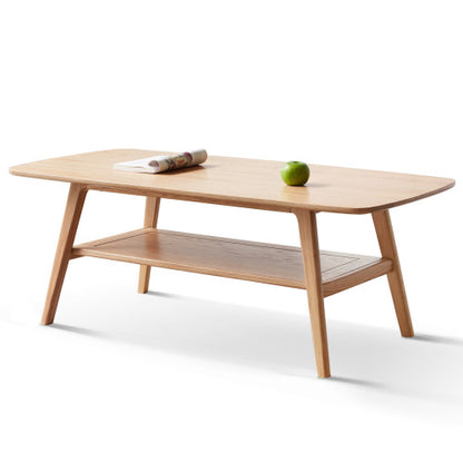 31.5inch  Solid Oak Two-Tier Coffee Table