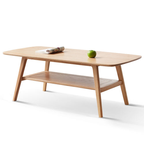 31.5inch  Solid Oak Two-Tier Coffee Table